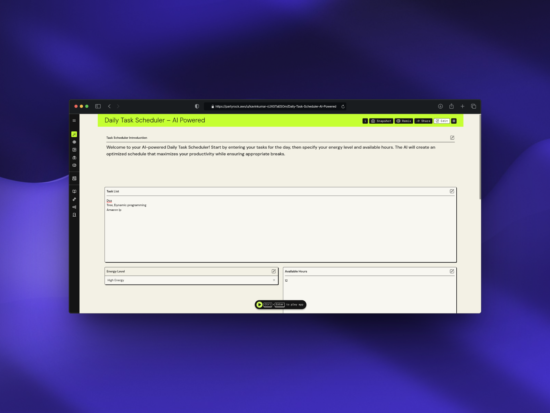 Daily Task Scheduler – AI Powered