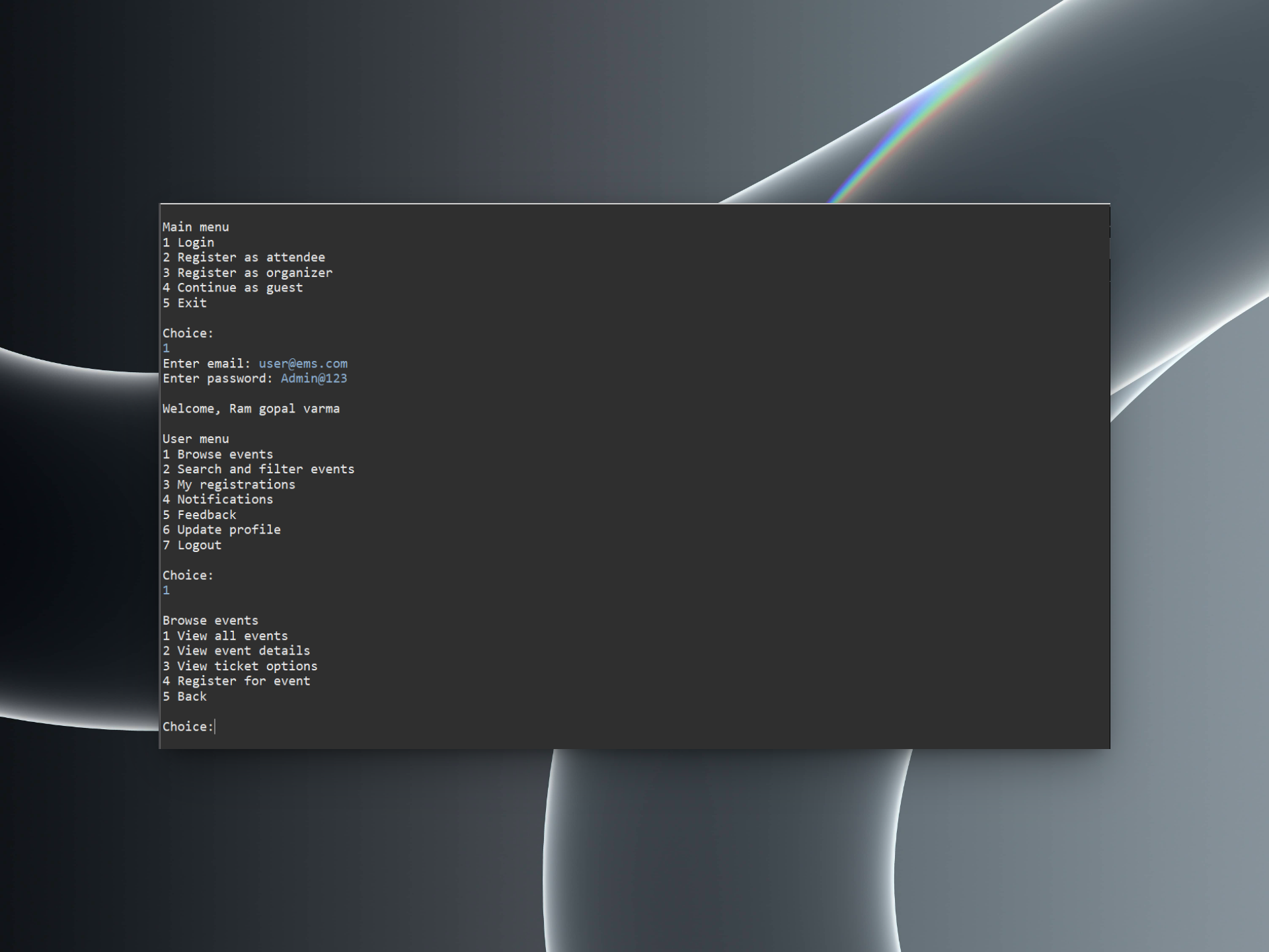 Event Management System (Console)